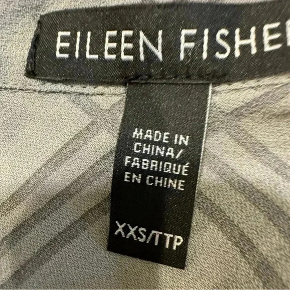 Eileen Fisher silk gray plaid button up short dress size XXS perfect condition - Picture 3 of 9